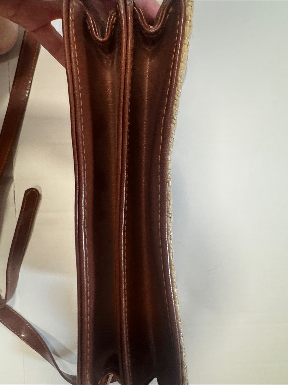 Casual Corner Beige Woven Crossbody with Brown Trim - Picture 11 of 11